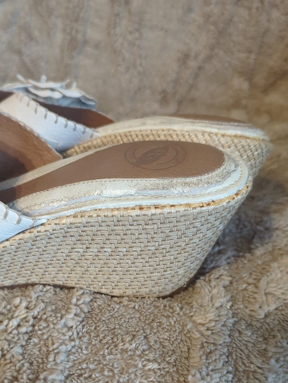 Cottagecore Milkmaid Womens Wedge Sandals Floral Neutral Quiet Luxury Dainty 9.5